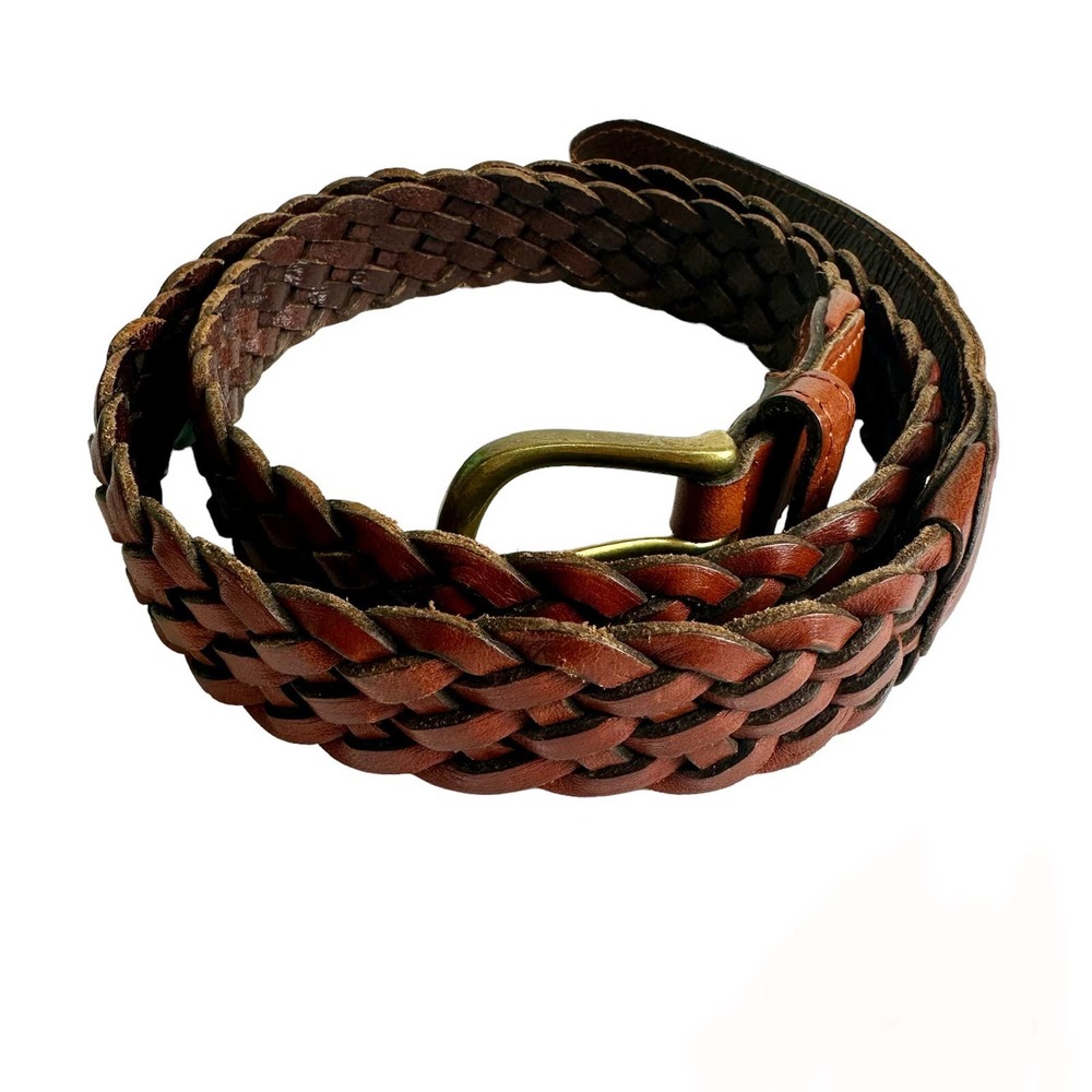 Italian Full Grain Leather Belt Women’s sz. 36 Braided Boho Bohemian Style
